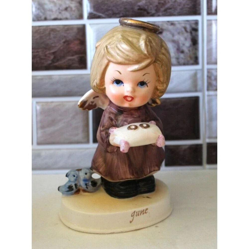 Vintage Napcoware June Angel Figurine Wedding Rings 1950's